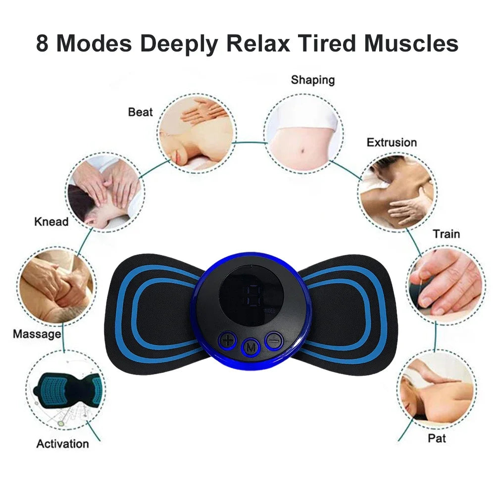 EMS Neck Massager Mini Cervical Back Muscle Pain Relief Patches Massageador Stimulator Mat Portable Legs Body Health Care Tools