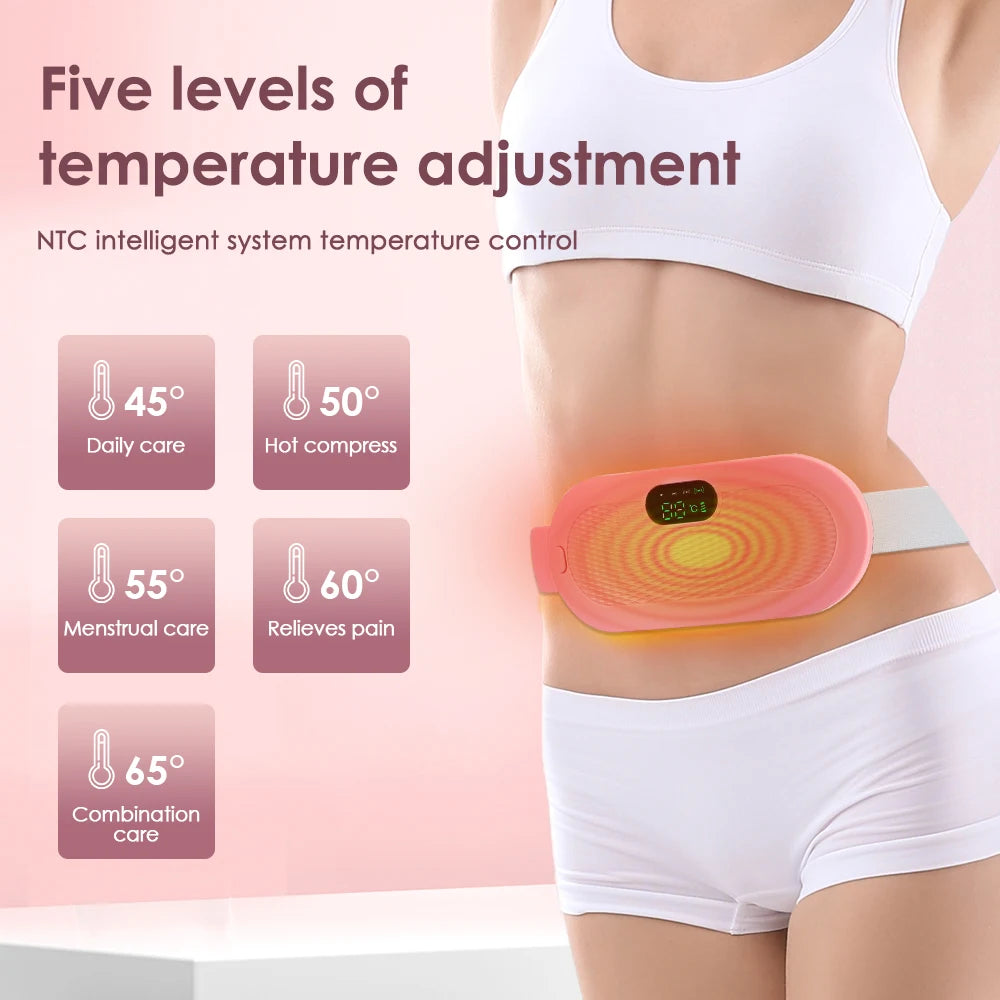 Electric Warm Uterine Cramp Massager Vibrator Heating for Menstrual Relief Waist Massager Belt Care Waist Stomach for Women