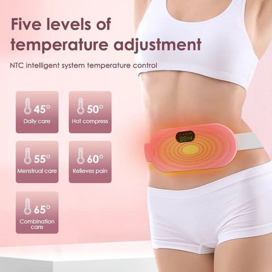 Electric Warm Uterine Cramp Massager Vibrator Heating for Menstrual Relief Waist Massager Belt Care Waist Stomach for Women