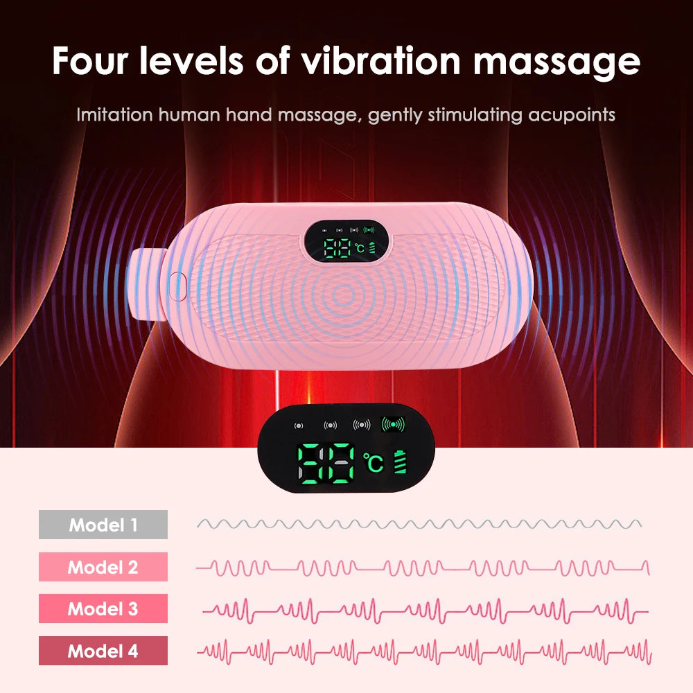 Electric Warm Uterine Cramp Massager Vibrator Heating for Menstrual Relief Waist Massager Belt Care Waist Stomach for Women